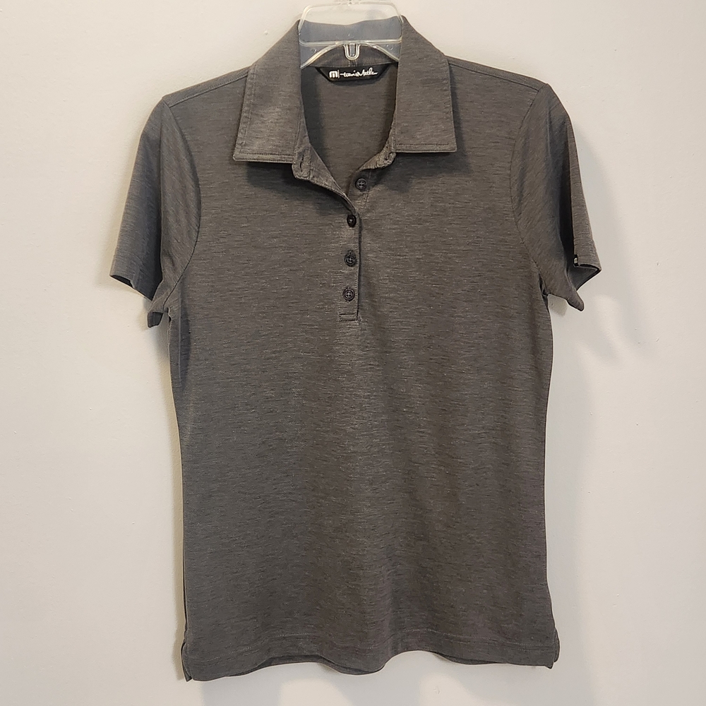 Travis Mathew Women's Oceanside Heather  Polo Size M Gray Athleisure Pima Cotton